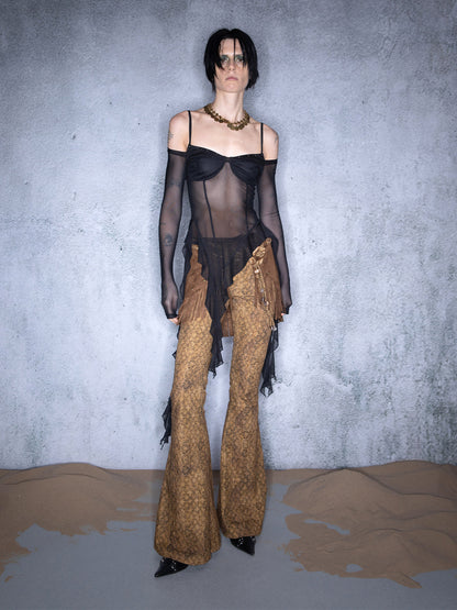 UpdateNN NORTH NODE Irregular Hem Sheer Mesh Camisole With Ruffle Detailing