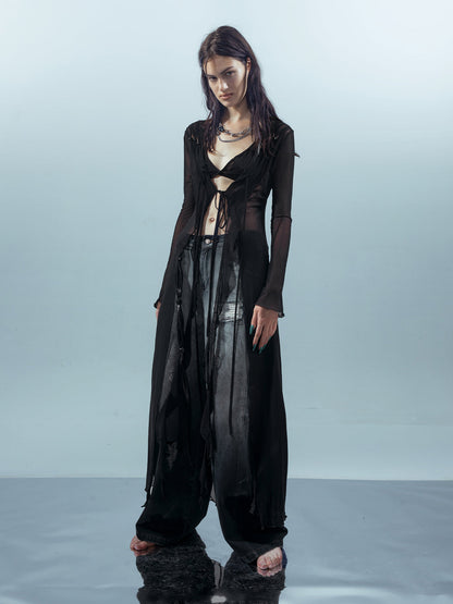 UpdateNN NORTH NODE Ethereal Threads Beaded Lace Up Mesh Knit