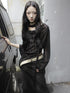 Wasteland Style Asymmetrical Collar Knit Top with Scarf