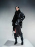 Waxed Stone Textured Leather Biker Jacket With Detachable Fur Collar