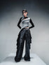 NN NORTH NODE Layered Sheer Mesh Top With Asymmetric Hem