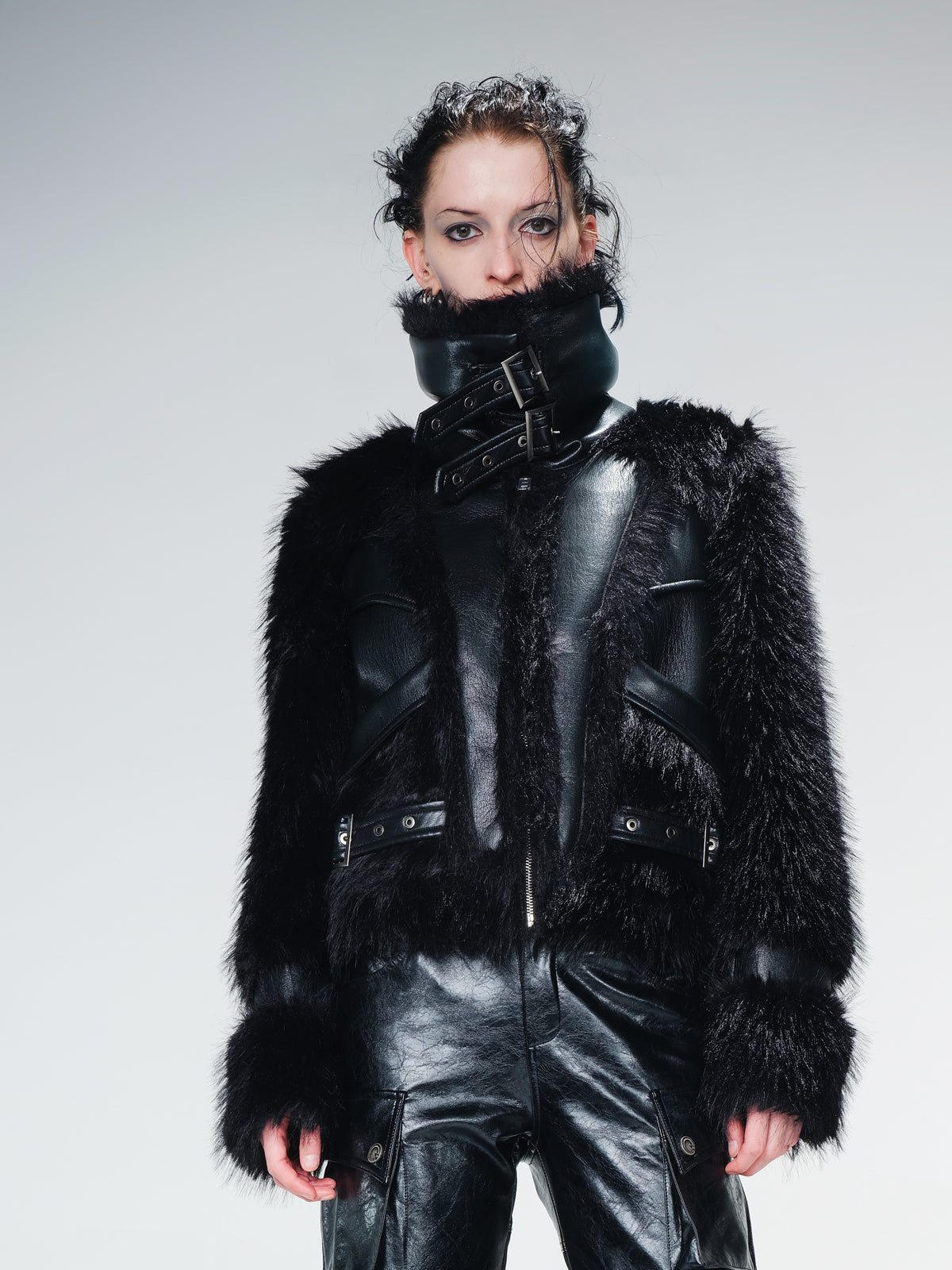 UpdateNN NORTH NODE Protein Leather Blend Shearling Jacket