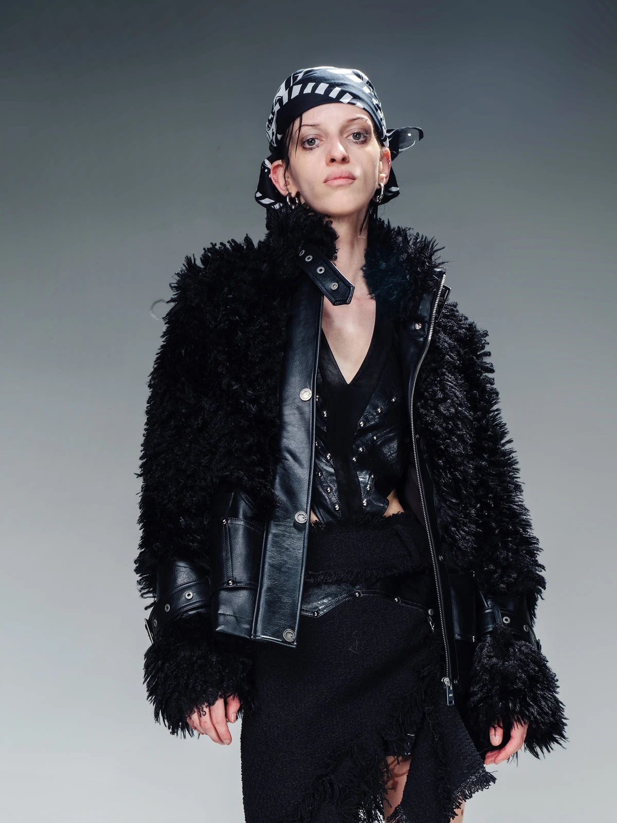 Faux Fur Lined Short Jacket With Crystal Velvet Interior