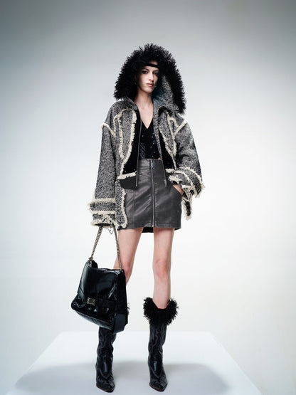 UpdateNN NORTH NODE Textured Wool Quilted Short Coat