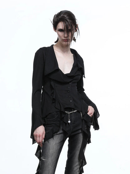 Lycocell Asymmetrical Hem Knit Cardigan