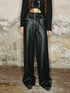 UpdateNN NORTH NODE Straight Leg Faded Wide Cuff Leather Pants
