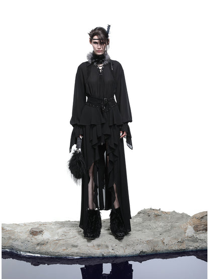 NN NORTH NODE Petal Frilled Chiffon Layered Dress