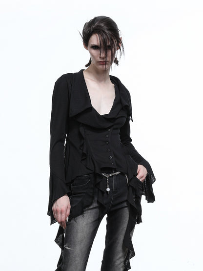 NN NORTH NODE Lycocell Asymmetrical Hem Knit Cardigan