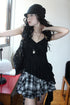 Updateang project Distressed Asymmetrical Hem V-Neck Tank Top with Ruffle Straps