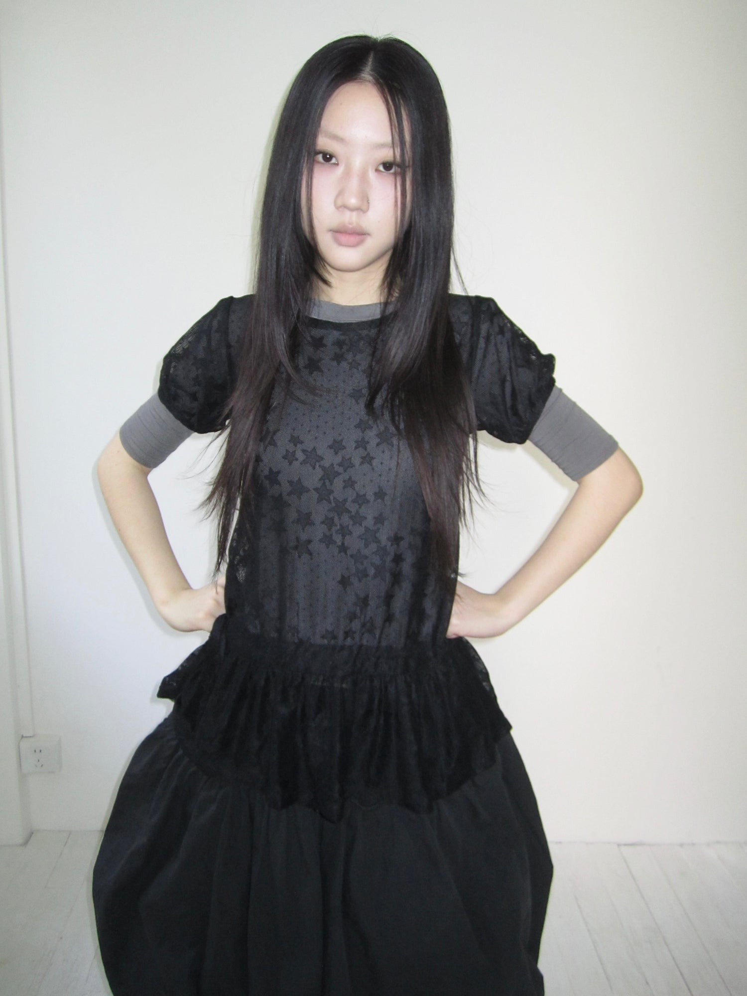 Updateang project Star Print Lace Top With Drawstring Waist