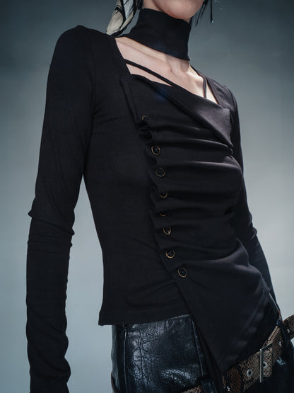 NN NORTH NODE Pleated Drawstring Long Sleeve Base Layer