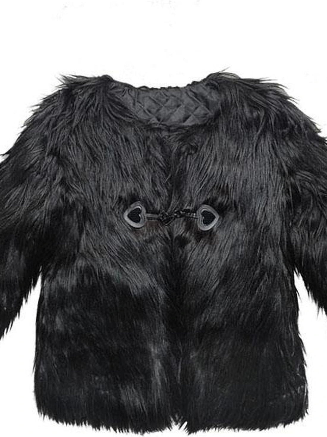 Black Aesthetic Faux Shearling Button Up Winter Coat One Size