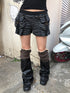 ang project Y2K Low Waist Flap Pocket Pleated Trousers In Black Gray Stripe