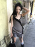 Updateang project Retro Ribbon Trimmed Black And Gray Striped Knit Camisole Top