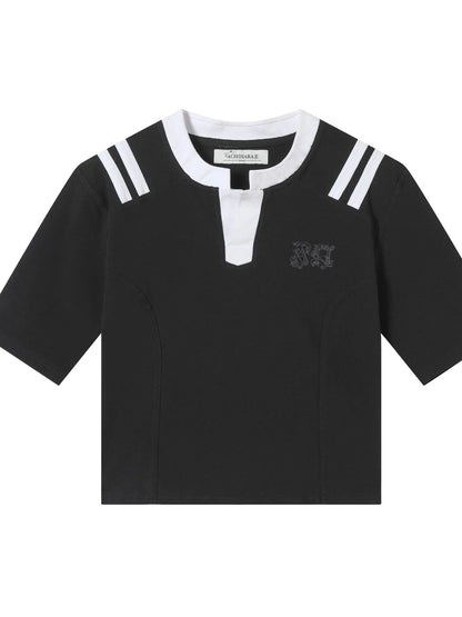 Baroque Football Tee For Women V-Neck T-Shirt Long-Sleeve