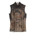 YOSHUYUKI Retro Buddha Print Mesh High Neck Sleeveless Top