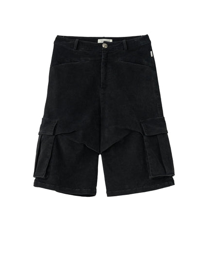 Stretch Washed Cotton Cargo Capri Pants