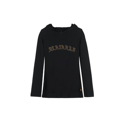 Achihara Summer Cool Long Sleeve Hooded Split Hem T Shirt