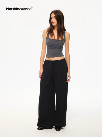 Black Cooling Elastic Waist Tapered Women&