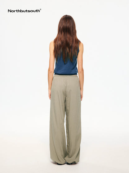 Black Cooling Elastic Waist Tapered Women&
