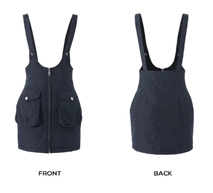 High Waisted Slim Fit Short Down Jacket Padded Baby Carrier Dress Set