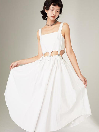 DIDDI MODA Black Cutout Ruffle Hem Sundress