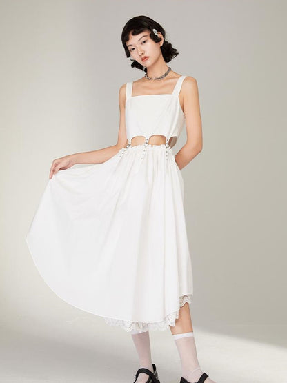 DIDDI MODA Black Cutout Ruffle Hem Sundress