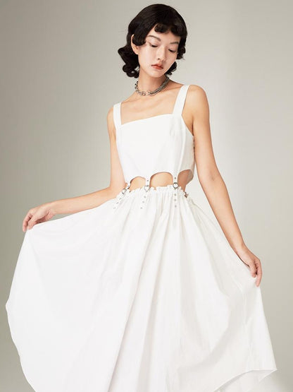 DIDDI MODA Black Cutout Ruffle Hem Sundress