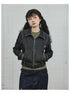Black Denim Cropped Jacket With Soft Fleece Lining