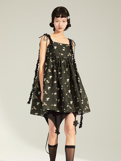 DIDDI MODA Black Floral Asymmetrical Mini Skirt