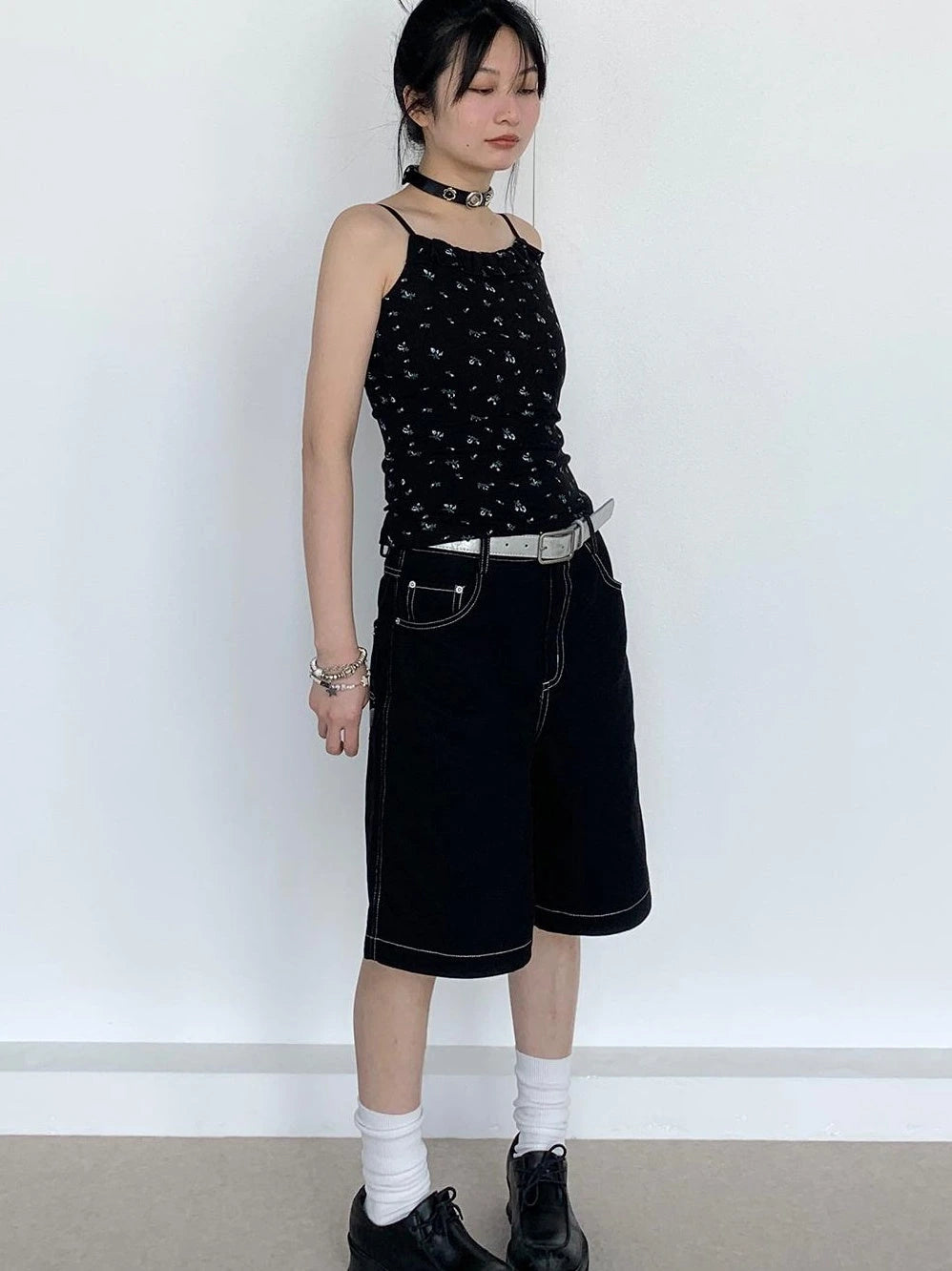 Black Floral Lace Trim Camisole 24Ss Basic Casual Vest Tops