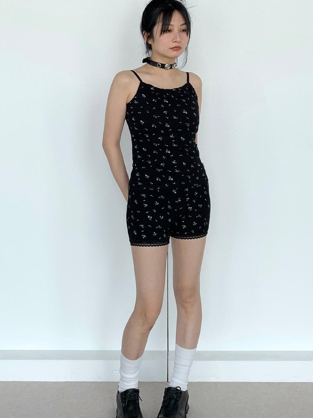 Black Floral Lace Trim Camisole 24SS Basic Casual Vest Tops