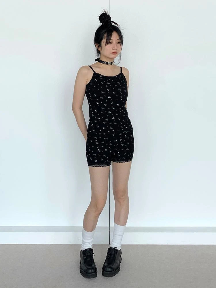 Black Floral Lace Trim Camisole 24Ss Basic Casual Vest Tops