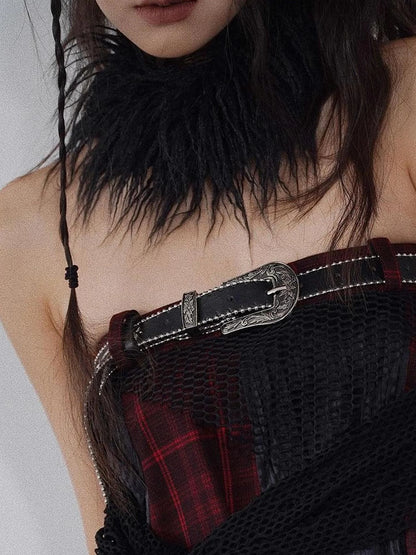 Black Gothic Long Scarf Winter Shawl Dark Faux Wool Wrap