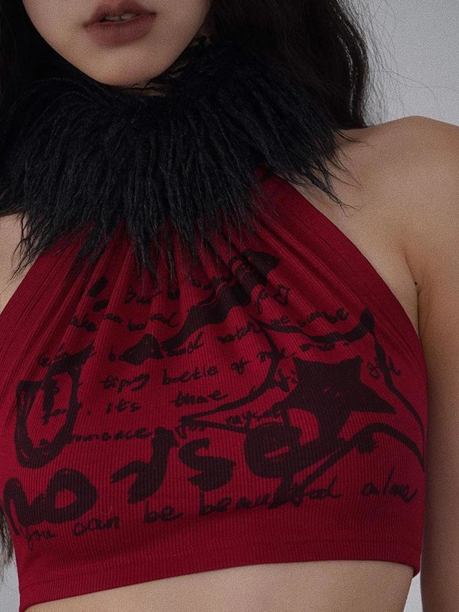 Black Gothic Long Scarf Winter Shawl Dark Faux Wool Wrap