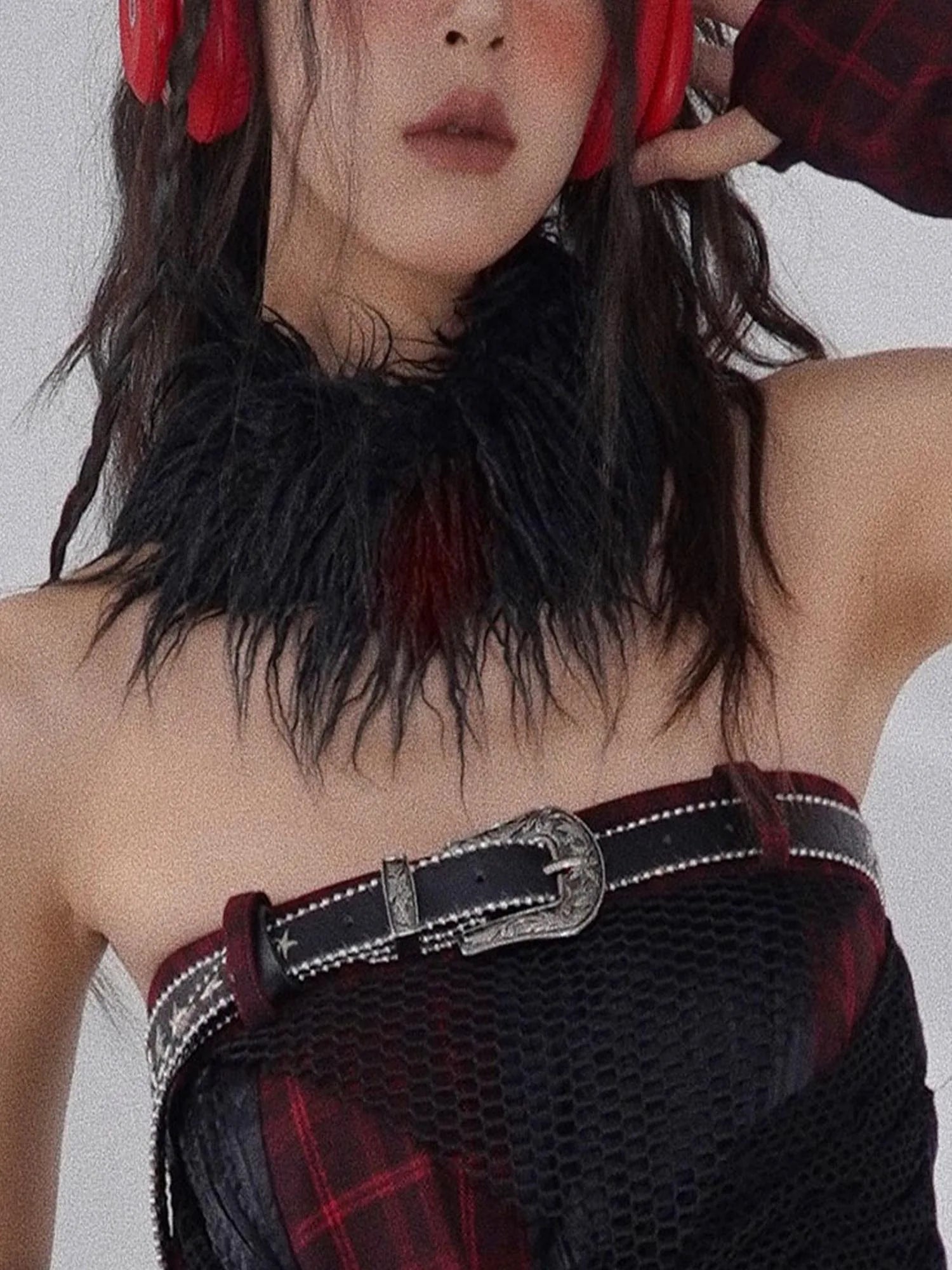 Black Gothic Long Scarf Winter Shawl Dark Faux Wool Wrap