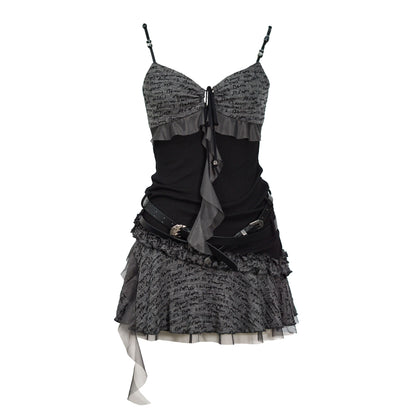Update Cest Nous Seafoam Lace Up Ruffle Hem Slip Dress V Neck