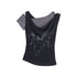 Cest Nous Punk Graffiti Print Tee Asymmetric Vest Layered Top