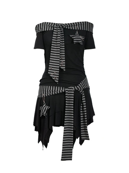 Seafarer Punk Starfish Lace Up Mini Dress