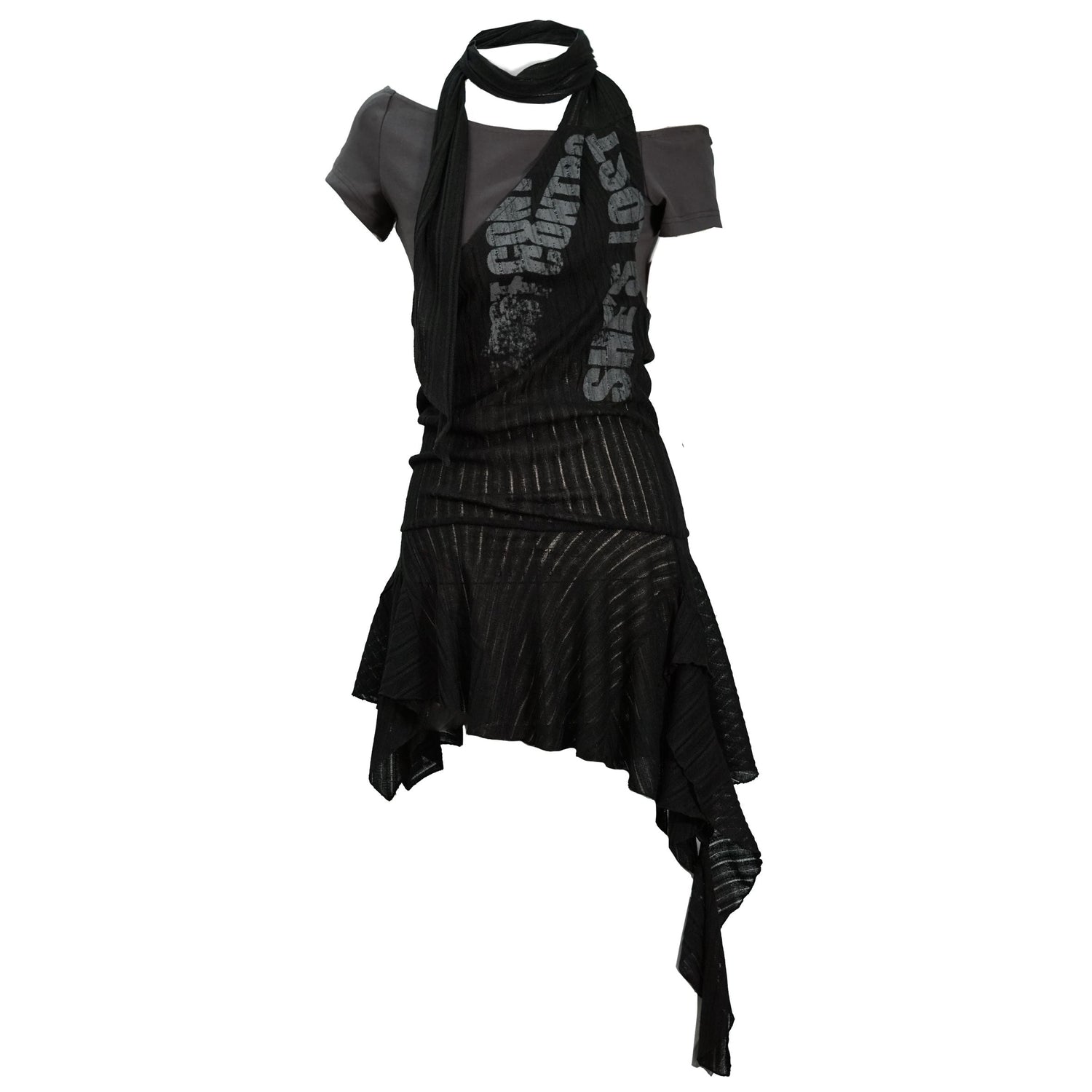 Update c Lost Road Print Layered Dress With Scarf