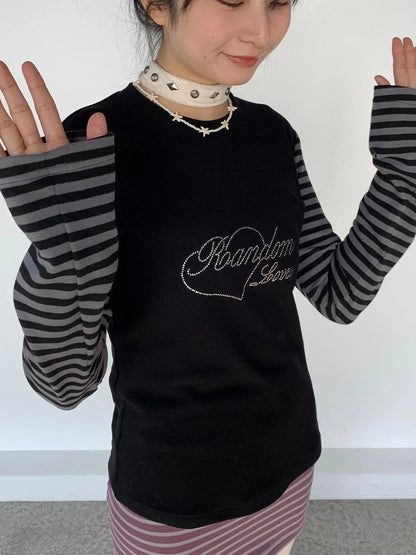 Black Gray Striped Thermal Slim Fit Long Sleeve T-Shirt