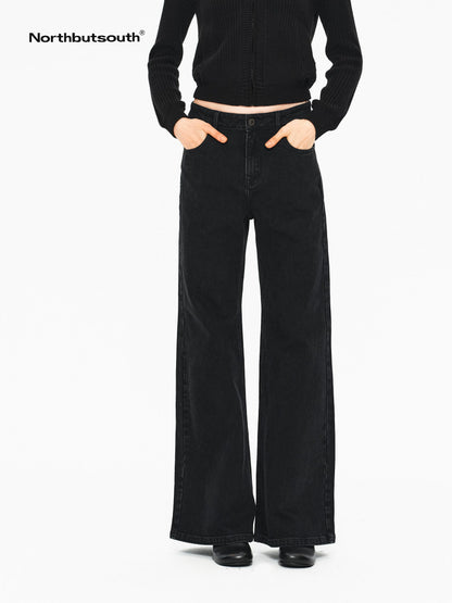 Black Grey Vintage Washed Distressed Women&