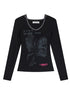 Achihara Starry Rain Hooded Tee V-Neck T-Shirt Long-Sleeve