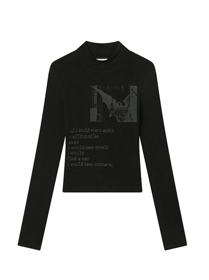 Bauhaus Lyric Print Merino Turtleneck Tee