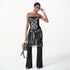2th Desire Color Block Plaid Ribbon Layered Flare Palazzo Pants