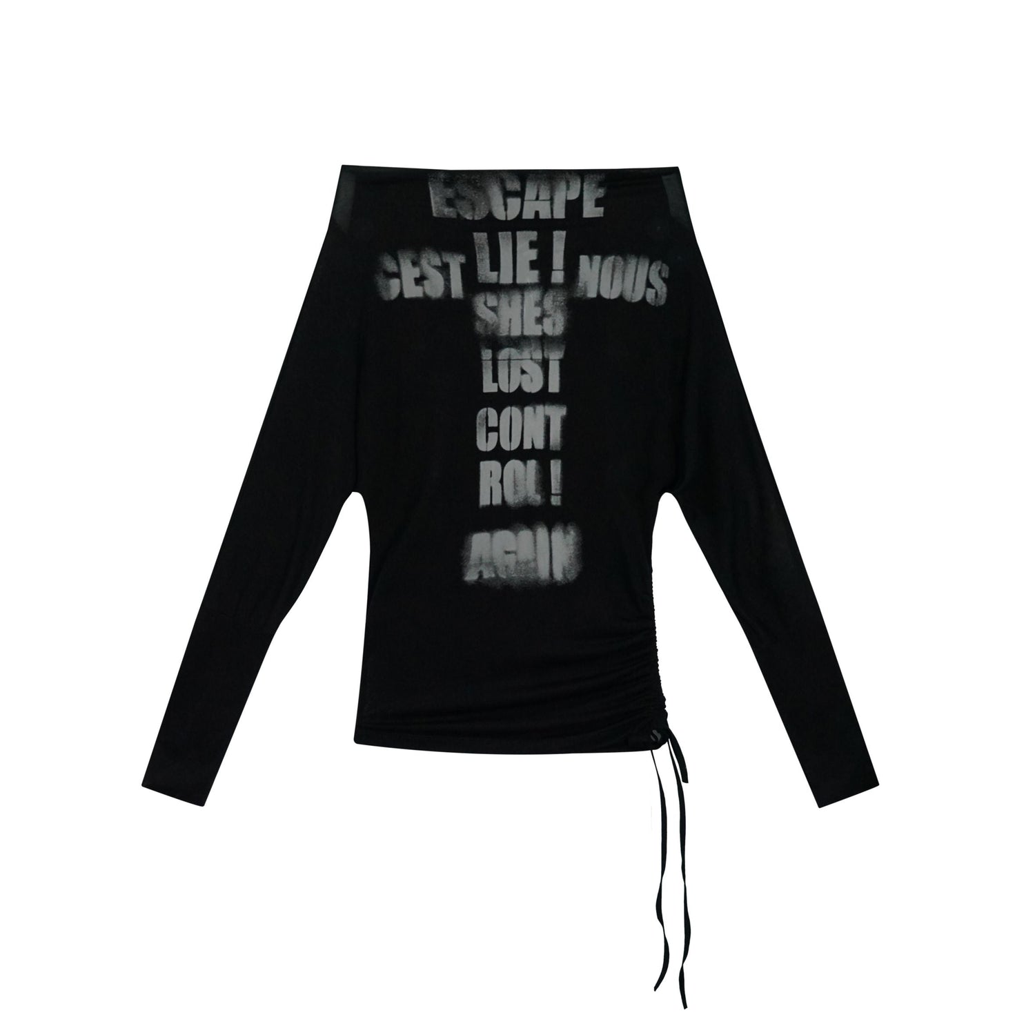 Update c Cross Print Rayon Batwing Long Sleeve Tee