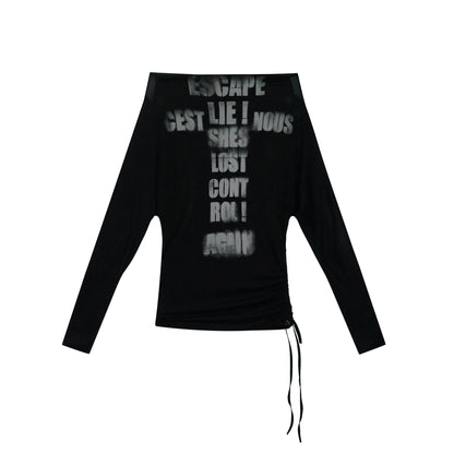Update c Cross Print Rayon Batwing Long Sleeve Tee