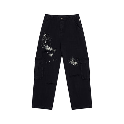 Achihara Faded Ink Canvas Cargo Pants