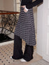 Flared Suede Skirt Pants With Plaid Layering