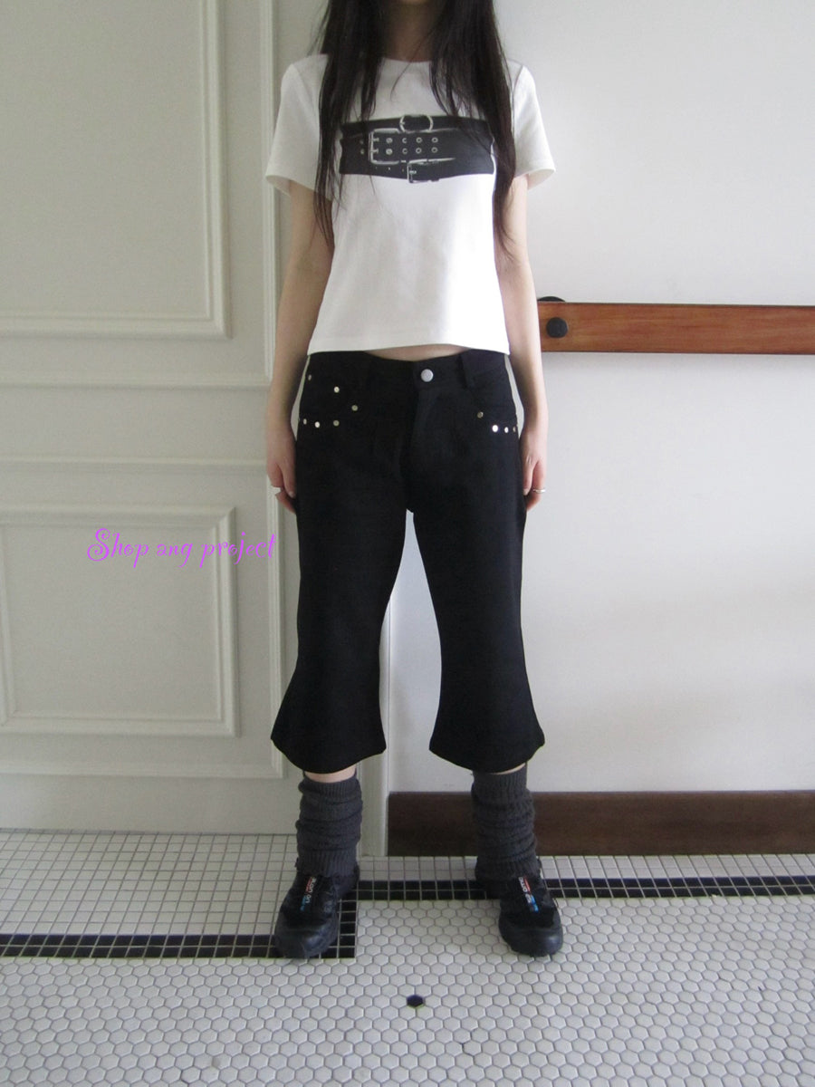 ang project Vintage Rivet Slimming Cropped Flared Pants
